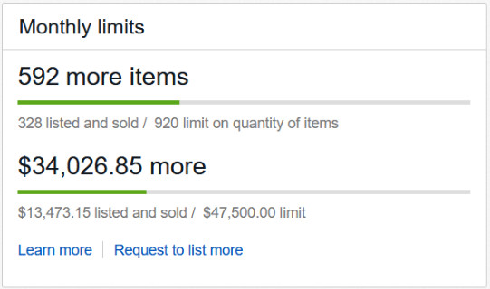 eBay selling limits